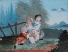 Chinese School, late 18th century frolicking children in a pastoral landscape, after Fragonard,