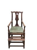 A George II mahogany child's high chair, width 40cm, depth 40cm, height 91cm