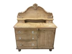 A Victorian pine chiffonier, width 122cm, depth 52cm, height 148cm