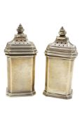 A pair of George V silver pepperettes, Birmingham, 1927, 70mm.