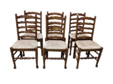 A set of six Lancashire ash ladderback chairs, width 49cm, depth 40cm, height 101cm