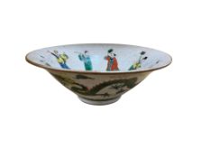 A Chinese crackleglaze eight immortals bowl, early 20th century, 27cm in diameter
