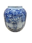 An 18th / 19th century Delft blue and white jar, 20cm high