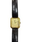 An 18ct gold Ebel quartz dress wrist watch, the octagonal dial with baton numerals and cabochon