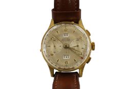 A gentleman's steel and gold plated Angelus Chronodate manual wind wrist watch, with Arabic and