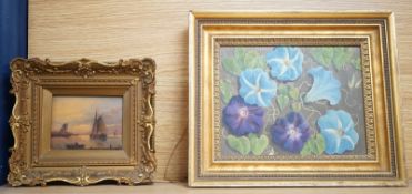 Modern British, study of Nasturtiums, signed AM and dated ‘67, oil on board, together with a small