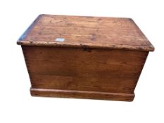 A 19th century pine blanket chest, width 68cm, depth 42cm, height 41cm
