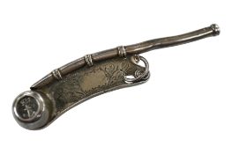 A Victorian engraved silver bosun's call by Hilliard & Thomasson, Birmingham, 1883, 87mm.