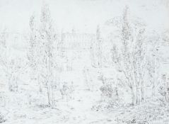 Antonio Senape (Italian, 1788-1850), ‘Villa D’Este, Tivoli’, bears Agnew & Sons label verso, pen and
