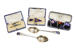 Eight enamel sailing / yacht flag brooches (four in silver), along with two silver and enamel