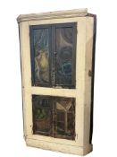 A 19th century later painted standing corner cupboard, width 117cm, depth 67cm, height 201cm