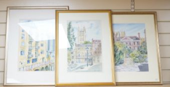 Hilary Nadler, ‘Westminster from Dean's Yard’, watercolour, signed, 41 x 27cm, ‘The Master's