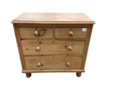 A small Victorian pine chest of drawers, width 85cm, depth 42cm, height 81cm