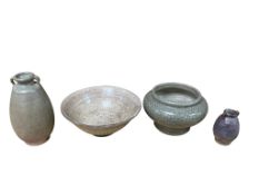 Four Chinese monochrome pottery vessels, Song/Ming dynasties, largest 15cm diameter.