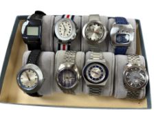Eight assorted gentleman's wrist watches to include a Sicura electric, case diameter approx. 37mm,