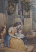 Attributed to William Frederick Witherington RA (1785–1865), Young girls with a dog, unsigned,