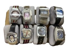 Eight assorted gentleman's 1970's manual wind and automatic wrist watches to include, Lanco, case