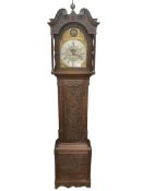 A George III oak longcase clock by Lister, Halifax (later carved), height 240cm