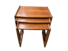 A G Plan Quadrille nest of three teak tables, width 54cm, depth 41cm, height 48cm