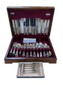 A part canteen of silver plated kings pattern cutlery and five plated forks.