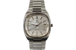 A gentleman's stainless steel Omega Seamaster automatic wrist watch, with baton numerals and date