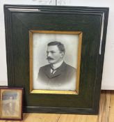 An Edwardian portrait of a gentleman, painting on porcelain,along with a Victorian daguerreotype (2)