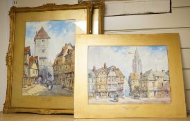 Pierre Le Boeuff (fl. 1899-1920), street scenes to include ‘St. Sauveur, Brittany’, each signed,