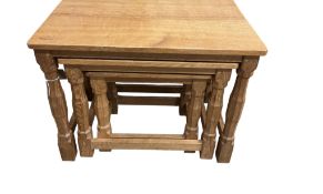 David Longstaff, 'Oakleafman' nest of three tables, width 62cm, depth 40cm, height 48cm