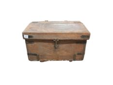 A small Victorian leather trunk, width 64cm, depth 40cm, height 37cm