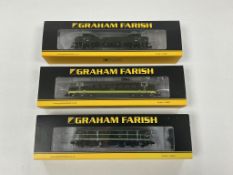 Three boxed Graham Farish N gauge railway BR diesel locomotives; a class 31, D5596 (371-110), a