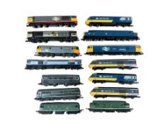 Twelve N gauge railway BR diesel and electric locomotives by various makes, including; two Intercity