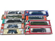 Nine boxed Lima N gauge railway locomotives, including three class 55 Deltic diesels; the Fife and