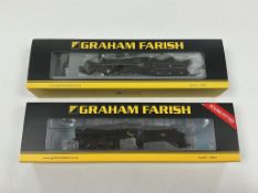 Two boxed Graham Farish N gauge railway BR tender locomotives; a class 8F, 48773 (372-163DS), and