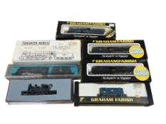 Seven boxed N gauge railway locomotives by Graham Farish, Peco, etc., including a Foxhunter Models