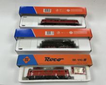 Three boxed Roco HO gauge electric locomotives; an OBB BR1110 (04198B), a DRG E91 88 (43737), and