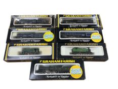 Seven boxed Graham Farish N gauge locomotives, some in incorrect boxes, including; a BR Class 5, a