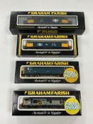 Four boxed Graham Farish N gauge railway BR diesel locomotives; a class 37/4, Highland Region