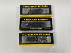 Three boxed Graham Farish N gauge railway locomotives; a BR class 4F, 44044, an LMS class 26xx, 2691