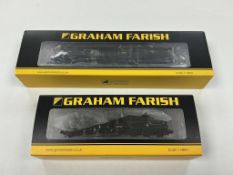 Two boxed Graham Farish N gauge railway BR tender locomotives; a Merchant Navy Class, Clan Line
