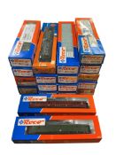 Nineteen boxed Roco HO gauge railway rolling stock, including two DB electric locomotives; a BR
