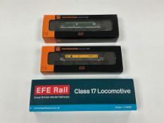 Three boxed N gauge diesel locomotives by EFE Rail and Gaugemaster Collection; a class 17, D8600 (