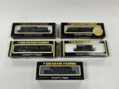 Five boxed Graham Farish N gauge railway locomotives; a BR Rebuilt West County Class, Launceston