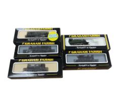 Five boxed Graham Farish N gauge railway BR tank locomotives; a Prairie tank (1605), two standard