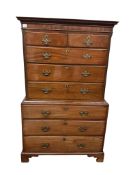 A George III and later mahogany chest on chest, width 106cm, depth 56cm, height 175cm