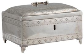 A late 18th century German white metal mounted casket, by Martin Friedrich Muller, Berlin, of