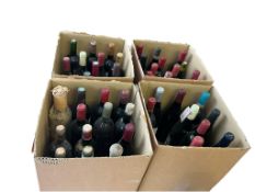 Appropriately 45 bottles of assorted red and white wine, mixed conditions, many labels degraded. (
