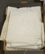 Six monogrammed French provincial sheets