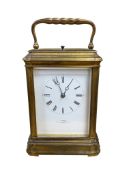 A late 19th / early 20th century gilt brass gorge cased carriage clock signed 'Clerke, 1 Royal