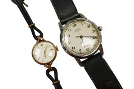 A lady's 9ct gold Rolex Precision manual wind wrist watch, with baton numerals, case diameter