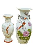 Two Chinese famille rose porcelain vases, tallest 45cm.